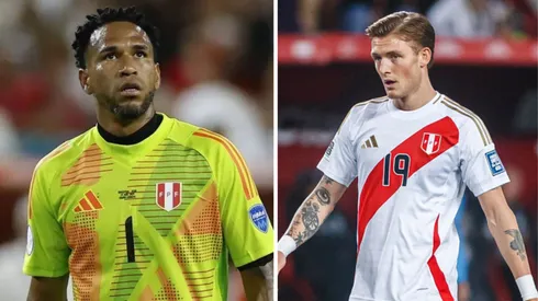 Pedro Gallese y Oliver Sonne con camiseta de Perú.