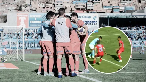 Jugadores de Sporting Cristal abrazados.