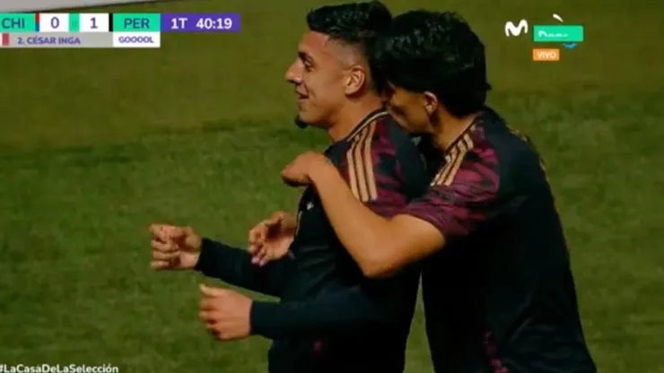 César Inga celebrando ante Chile.