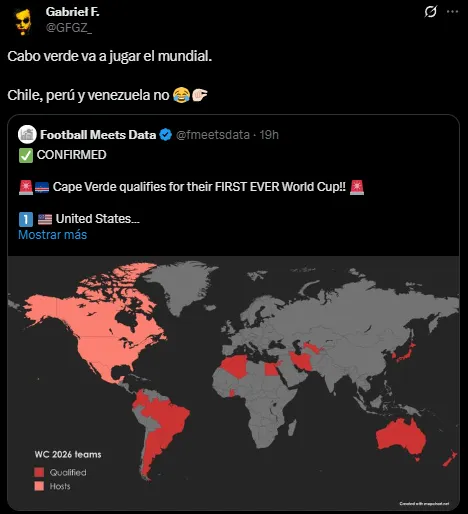 Se burlan de Perú, Chile y Venezuela por Cabo Verde (X @GFGZ_)