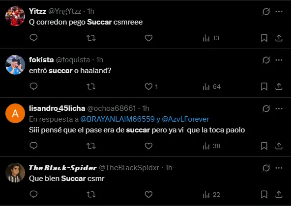 Hinchas blanquiazules destacaron a Matías Succar (X).