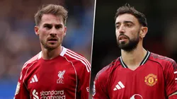 Alexis Mac Allister y Bruno Fernandes, figuras de Liverpool y Manchester United.