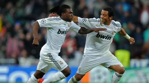 Royston Drenthe, junto a Marcelo en 2009 en el Real Madrid.