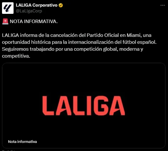 Comunicado de LaLiga (Foto: X).