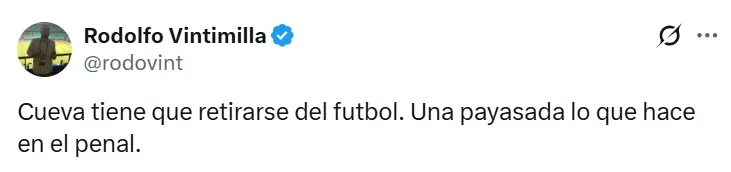 Hinchas de Emelec se quejaron de Cueva tras penal fallado. (Foto: X)