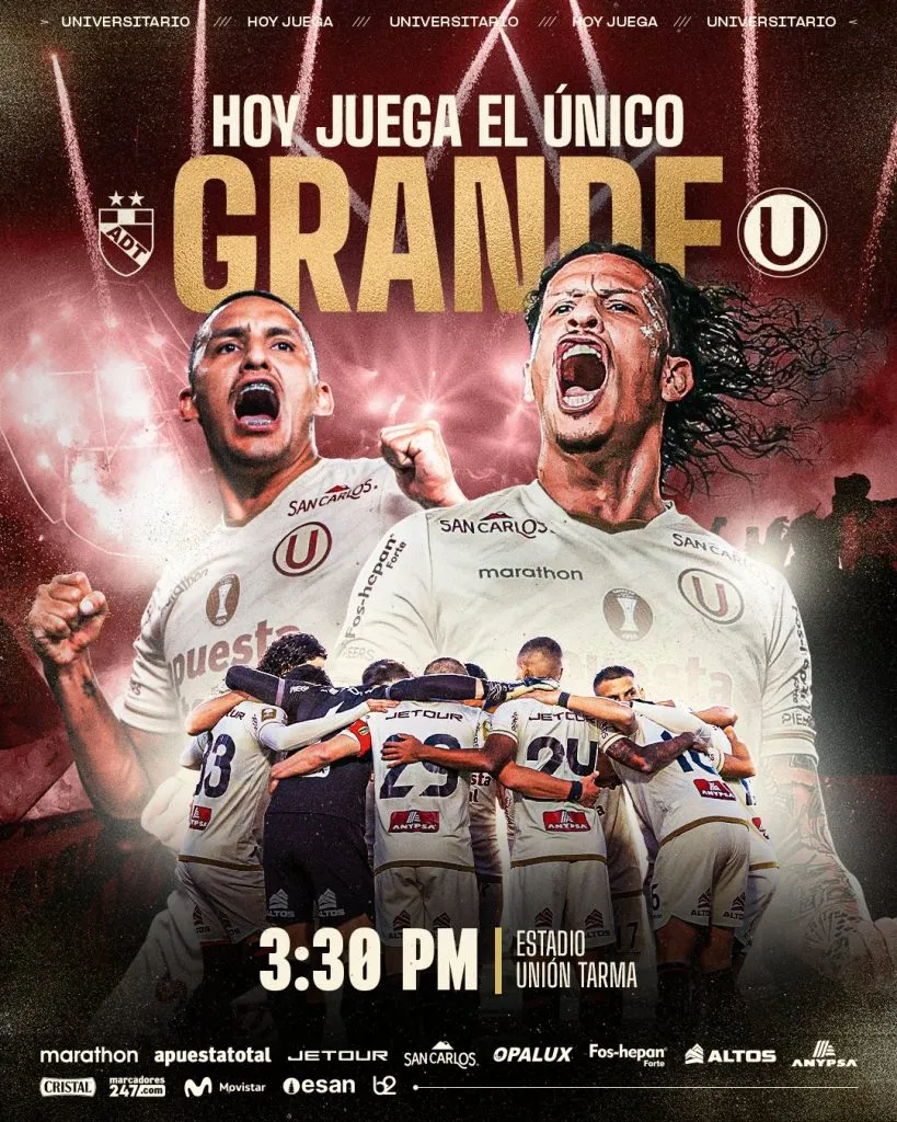 Universitario quiere vencer a ADT en Tarma. (Foto: X).