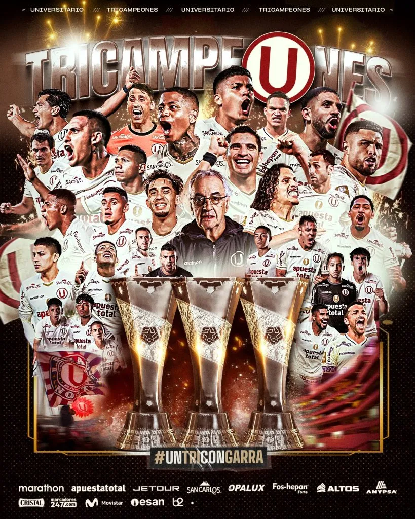Universitario de Deportes tricampeón este 2025. (Foto: X).