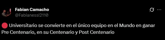 Dato que enorgullece a Universitario. (Foto: X).