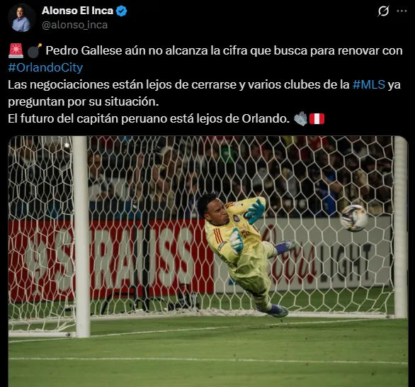 Gallese, sin acuerdo para renovar con Orlando City SC (X @alonso_inca).