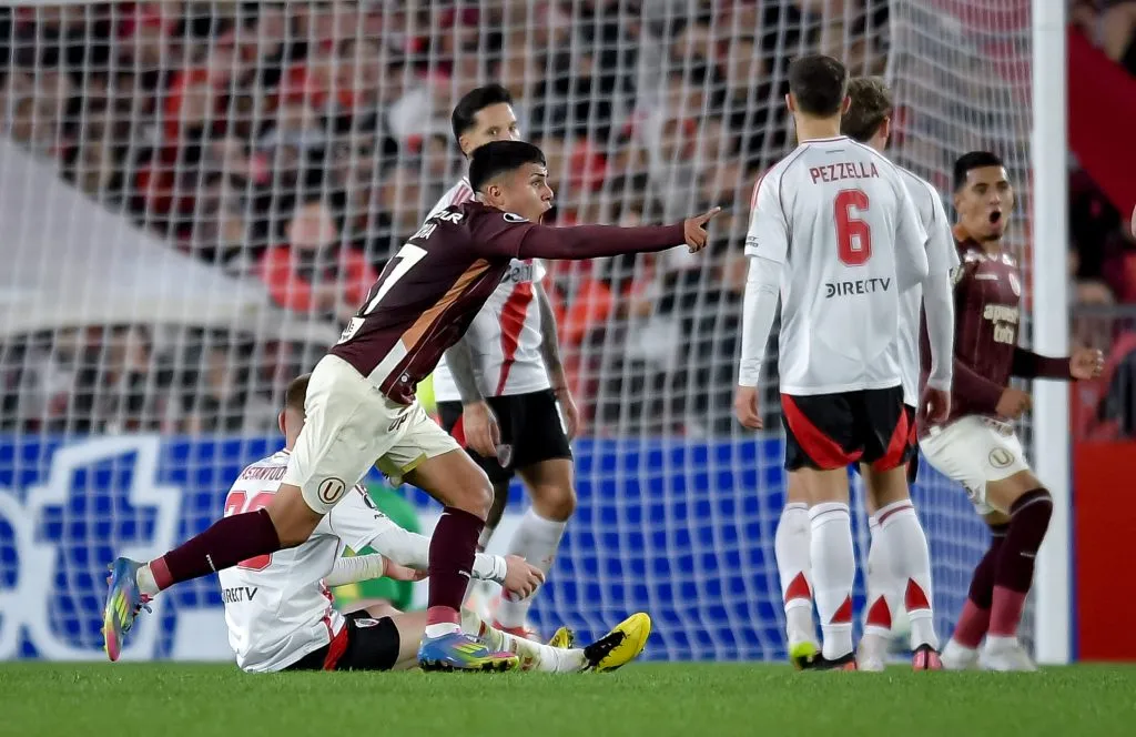 Jairo Concha celebrando en CONMEBOL Copa Libertadores 2025 contra River Plate. (Photo by Marcelo Endelli/Getty Images)