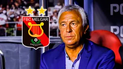 Néstor Gorosito y el escudo de Melgar.