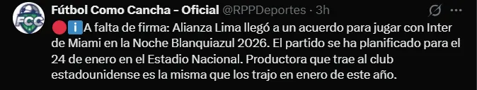 Fuente: @RPPDeportes