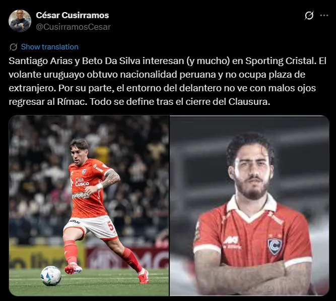 Fuente: @CusirramosCesar