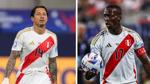 Gianluca Lapadula y Luis Advíncula con camiseta de Perú.