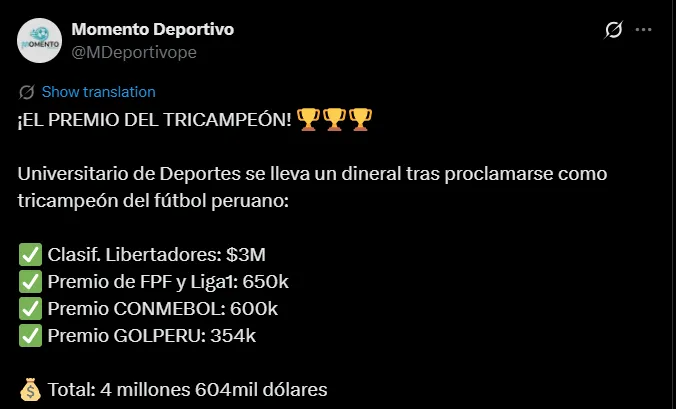 Fuente: @MDeportivope