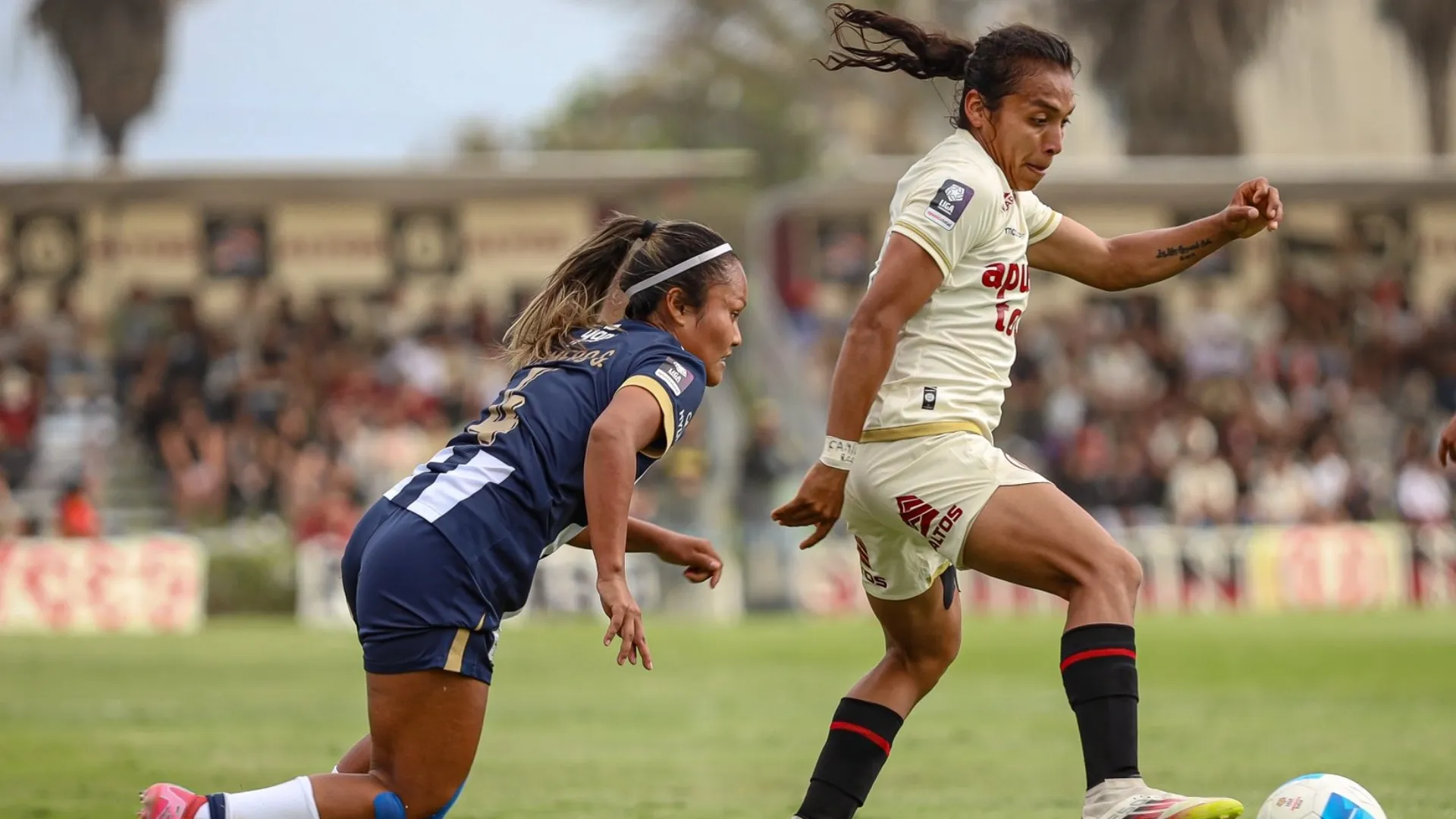 Alianza Lima y Universitario, en la final de ida en Campo Mar (X @ligafemfpf).