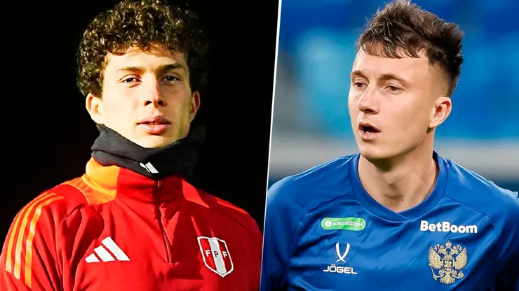 Fabio Gruber y Aleksandr Golovin, jugadores de Perú y Rusia.
