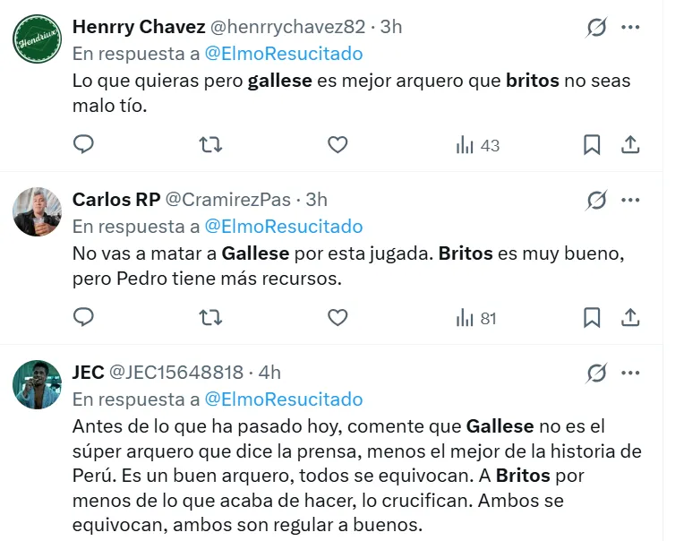 Comentarios sobre Gallese vs. Britos. (Foto: Producción Bolavip)