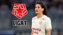 Williams Riveros y el logo de la Liga 1.