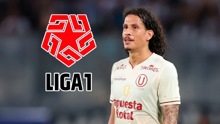 Williams Riveros y el logo de la Liga 1.
