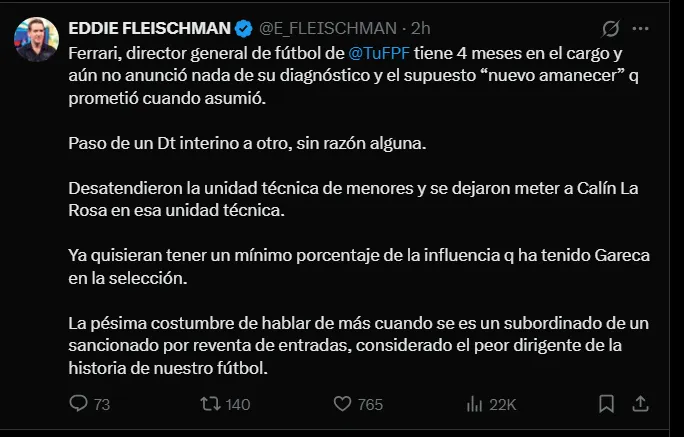 Fuente: @E_FLEISCHMAN