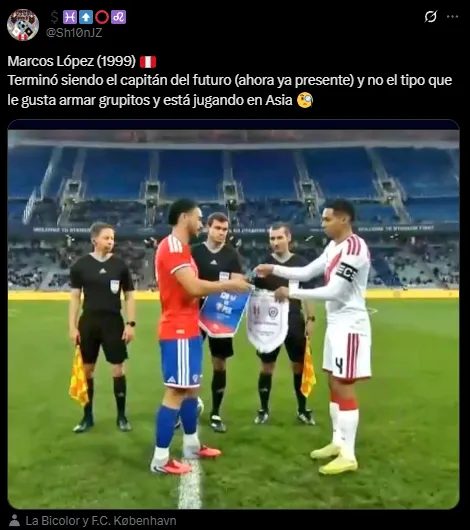 Marcos López, capitán de Perú ante Chile (X @Sh10nJZ).