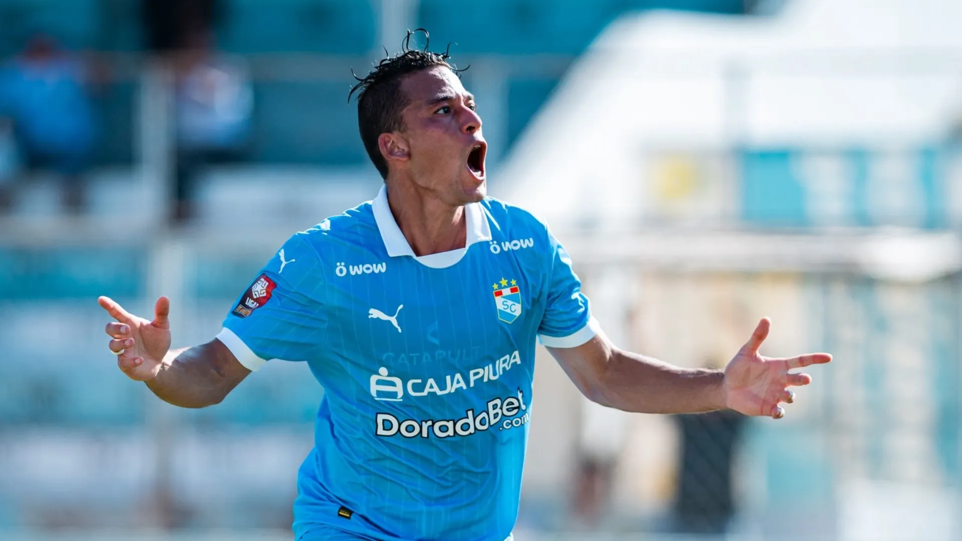 El grito de Cristian Benavente por su gol con Sporting Cristal ante Atlético Grau (X @ClubSCristal).