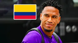 Pedro Gallese y la bandera de Colombia.