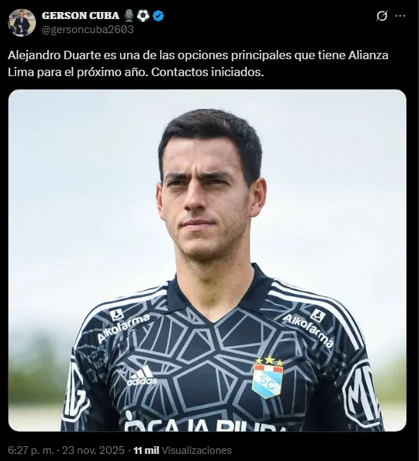 Alianza Lima busca a Alejandro Duarte (Foto: X).