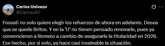 Los problemas de Jorge Fossati y la Administración de la U (Foto: X).