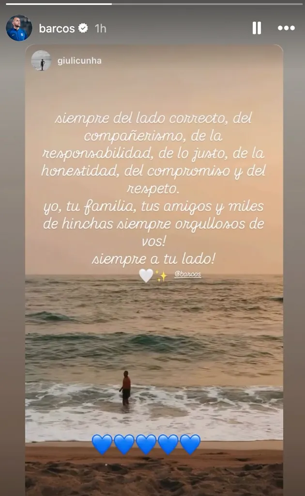 La primera reacción de Barcos al saber que no sigue en Alianza. (Foto: Instagram Barcos)