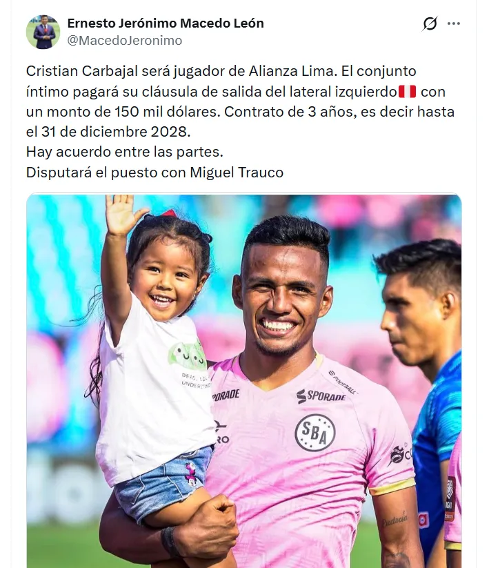 Alianza pagó 150 mil dólares a Boys por Cristian Carbajal. (Foto: Liga 1)