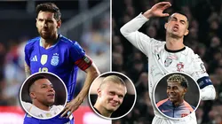 Lionel Messi, Cristiano Ronaldo, Kylian Mbappé, Erling Haaland y Lamine Yamal.