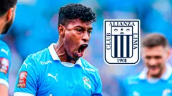 Miguel Araujo y el escudo de Alianza Lima.