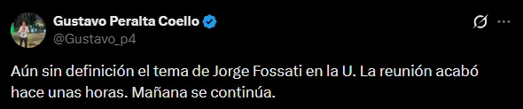 No hay definición aún por la continuidad de Fossati en la U (X @Gustavo_p4).