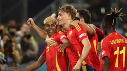 Selección de España celebrando.