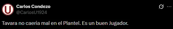 “Távara no caería mal”, tiró un hincha de la U (X @CarlosU1924).