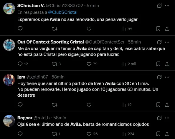 Hinchas protestan contra Irven Ávila (Foto: X).