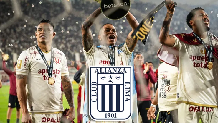 Jugadores de Universitario celebrando.