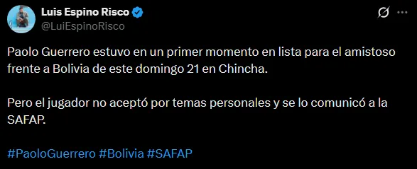 Paolo Guerrero rechazó a la Selección Peruana (Foto: X Luis Espino).