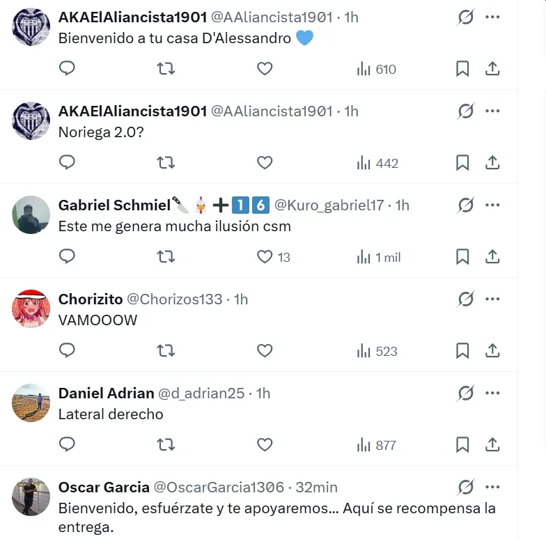 Los hinchas de Alianza Lima opinaron sobre el fichaje de D’Alessandro Montenegro. (Foto: X)