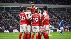 Jugadores de Arsenal celebrando hoy ante Everton.