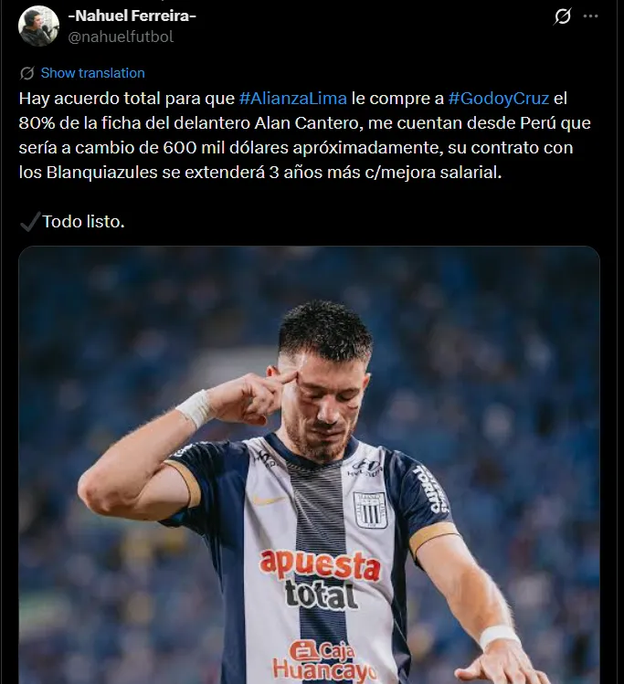 Fuente: @nahuelfutbol