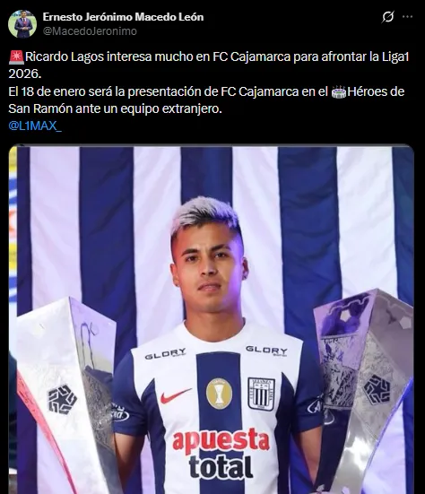 Ricardo Lagos interesa en FC Cajamarca (X @MacedoJeronimo).