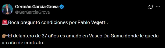 Pablo Vegetti objetivo de Boca Juniors (Foto: X).