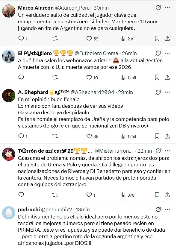 Los comentarios de los hinchas de Universitario tras el fichaje de Héctor Fértoli. (Foto: X)