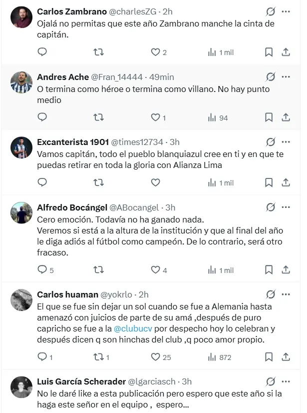 Los hinchas de Alianza comentaron tras renovación de Paolo. (Foto: X)
