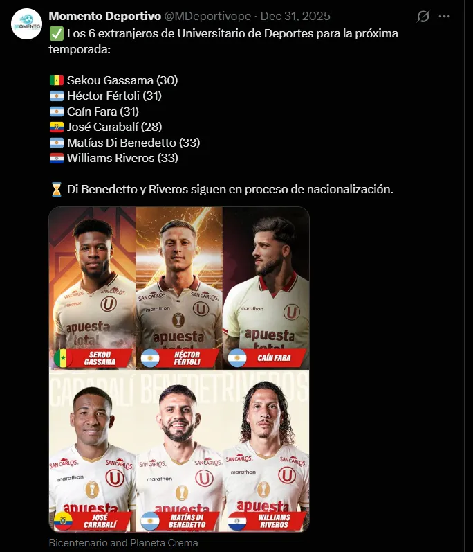 Fuente: @MDeportivope