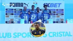 Julio César Uribe junto a los nuevos fichajes de Sporting Cristal.