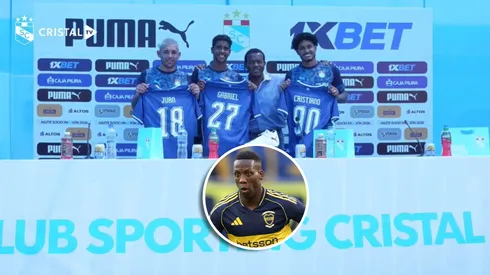 Julio César Uribe junto a los nuevos fichajes de Sporting Cristal.